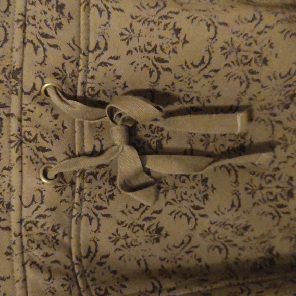 2-Way Zipper Hoodie/ Sweatshirt with Tie-back, Brown Scroll Pattern - Picture 9 of 12